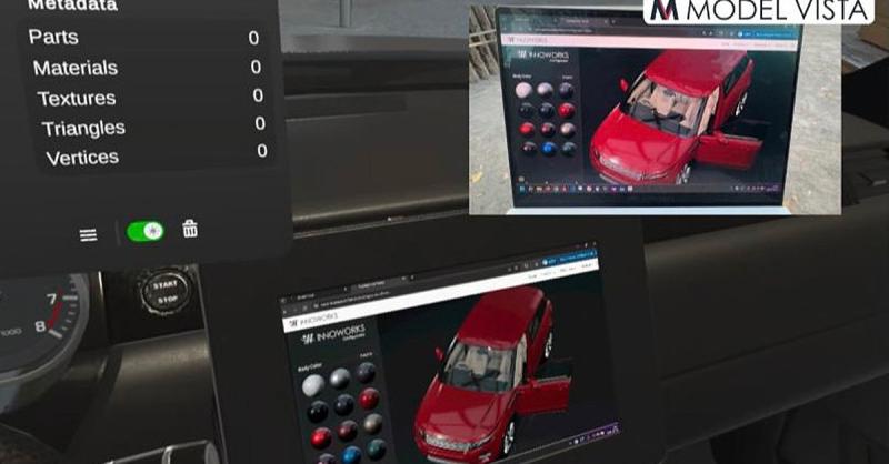 Article preview showing Model Vista interfaces with a red vehicle model
